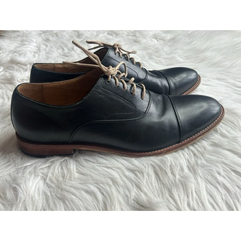 Warfield & Grand Fremont Cap Toe Oxford Shoes Mens Size 10.5 Black Leather Dress